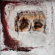 Héctor de Anda: Falso Retrato 53    Acrílico sobre madera  24cm x 24cm  1996 